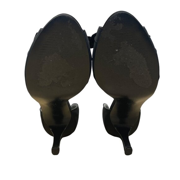 Kate Preston Women’s Black Satin Open-Toe Formal DOrsay Style Bow Heels Size 7M - Picture 7 of 10